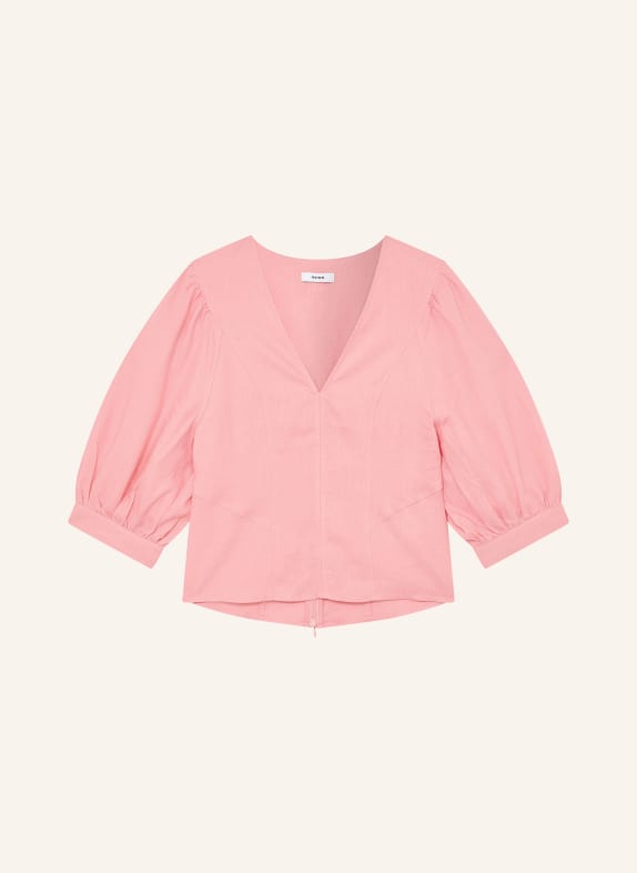 REISS EVIE-blouse van linnen met 3/4-mouwen ROZE