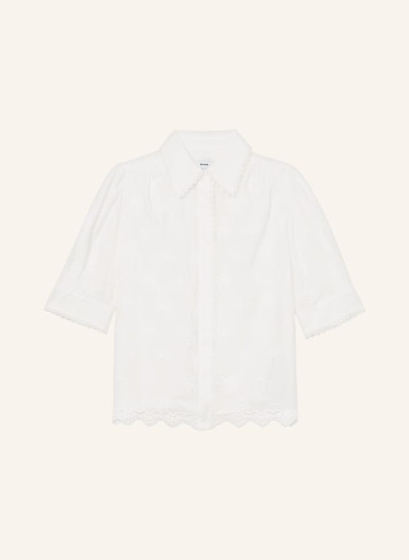 REISS Hemdbluse EDWINA mit Spitze und 3/4-Arm WEISS