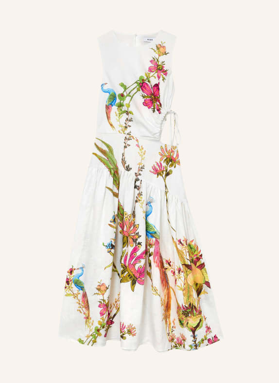 REISS Lněné šaty BIANCA s výřezem BÍLÁ / FIALOVÁ / ZELENÁ