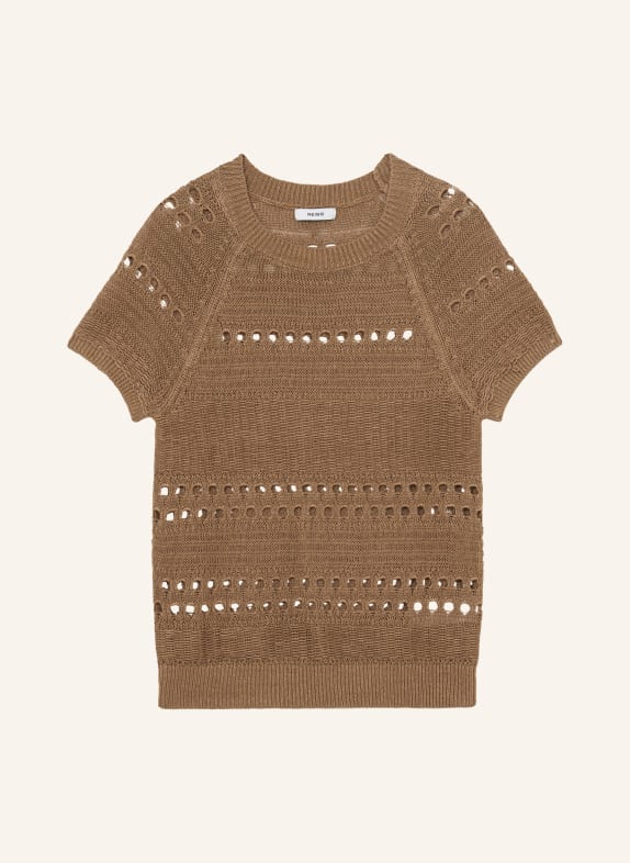REISS Strickshirt CHLOE aus Seide BRAUN