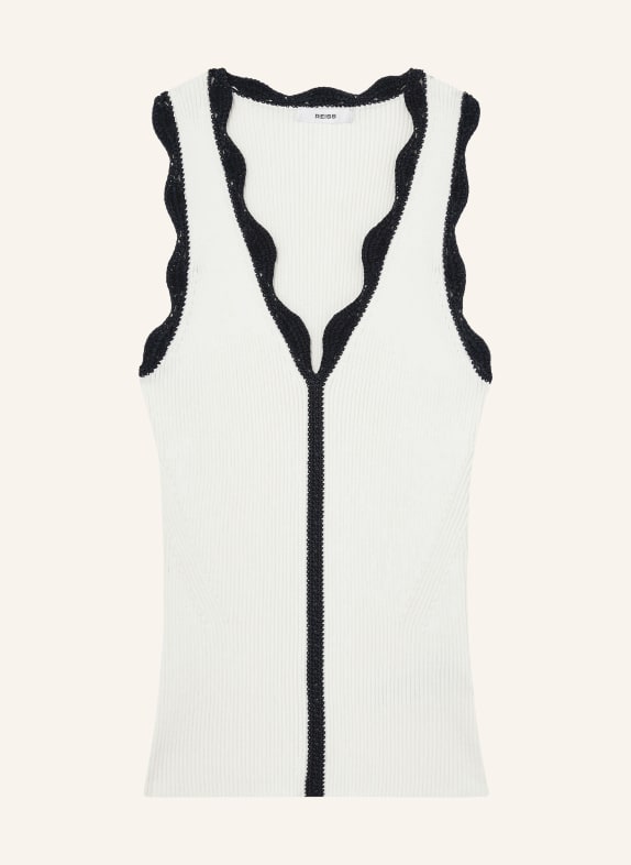 REISS Gebreide top FREYA WIT / ZWART