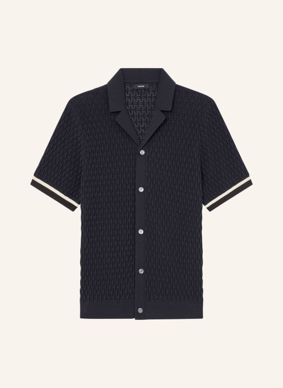 REISS Strickhemd BILSBY Slim Fit DUNKELBLAU / CREME / SCHWARZ