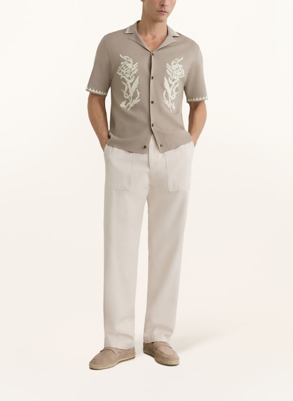 REISS Resorthemd FOLIA Slim Fit BEIGE / WIT