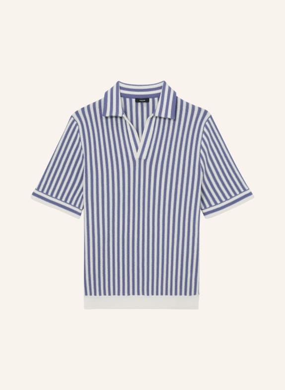 REISS Gebreid poloshirt ALBA BLAUW / WIT