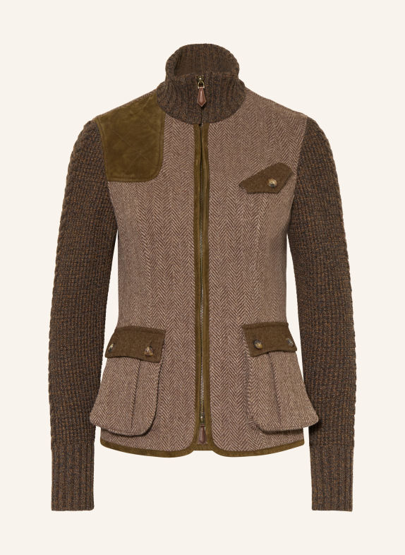 HABSBURG Strickjacke CLEO im Materialmix BEIGE / DUNKELBRAUN / DUNKELGRAU
