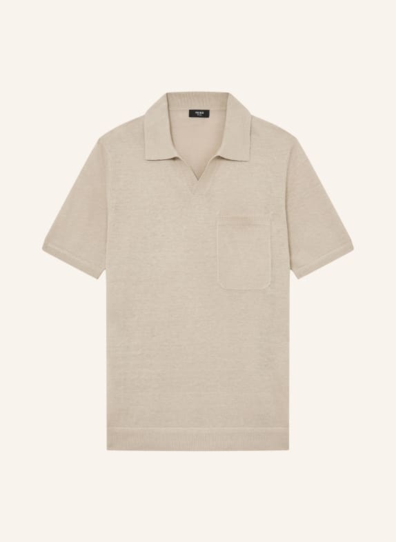 REISS Gebreid poloshirt FAIRMONT BEIGE