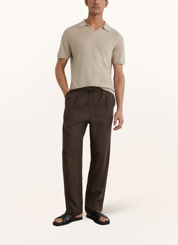 REISS Strikket poloshirt FAIRMONT BEIGE