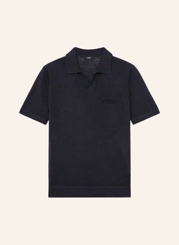 REISS Gebreid poloshirt FAIRMONT DONKERBLAUW