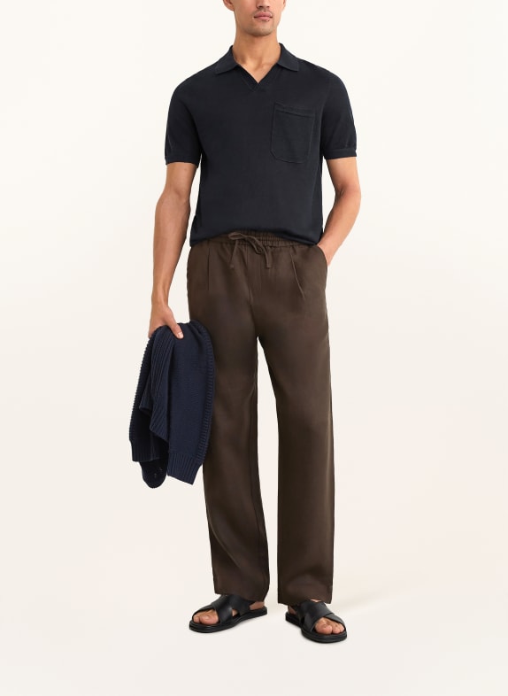 REISS Strikket poloshirt FAIRMONT MØRKEBLÅ