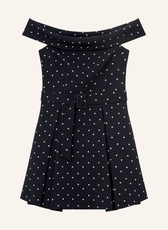 REISS Off-Shoulder-Kleid ARWEN DUNKELBLAU / WEISS