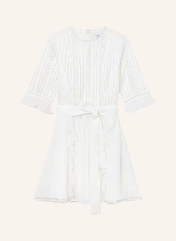 REISS Robe ARMINA avec dentelle et volants BLANC