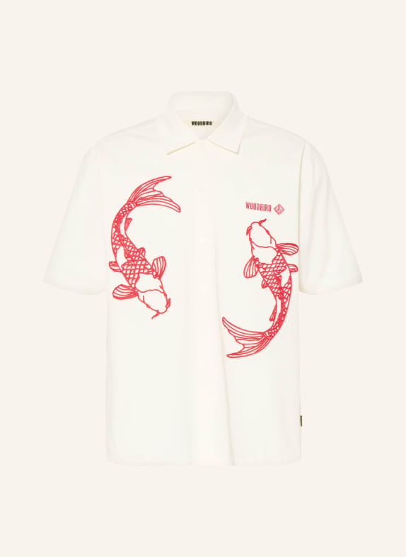 WOODBIRD Chemise à manches courtes WBWANG Comfort Fit ÉCRU / ROUGE