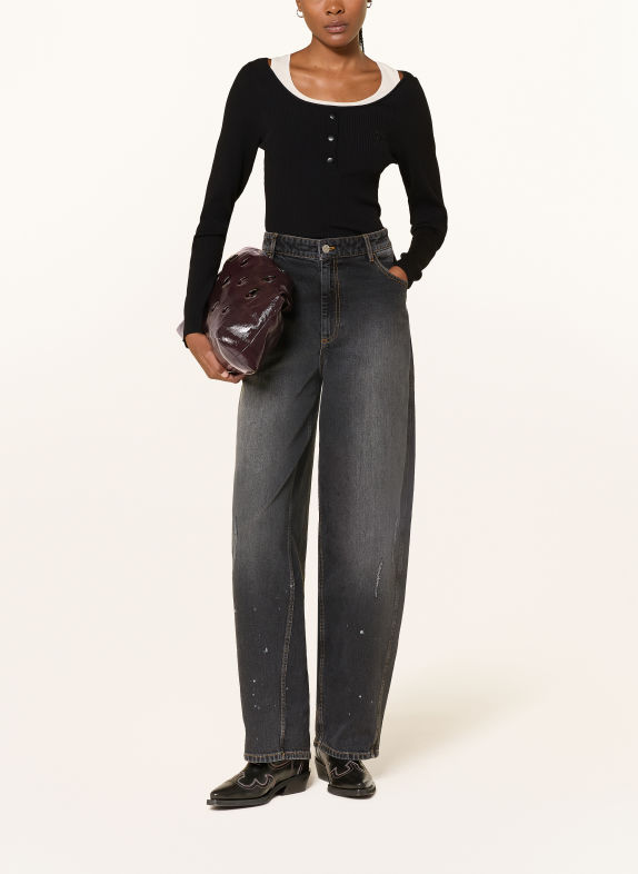 BAUM UND PFERDGARTEN CLARY Long-Sleeve Shirt BLACK / WHITE