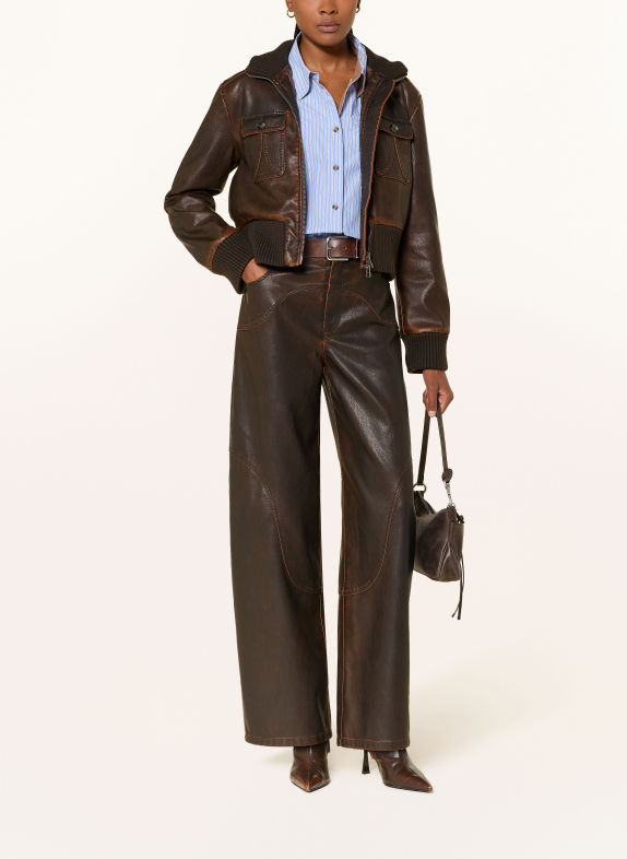 BAUM UND PFERDGARTEN Barrel Jeans NAPOLEN i læderlook C8080 Molé Brown