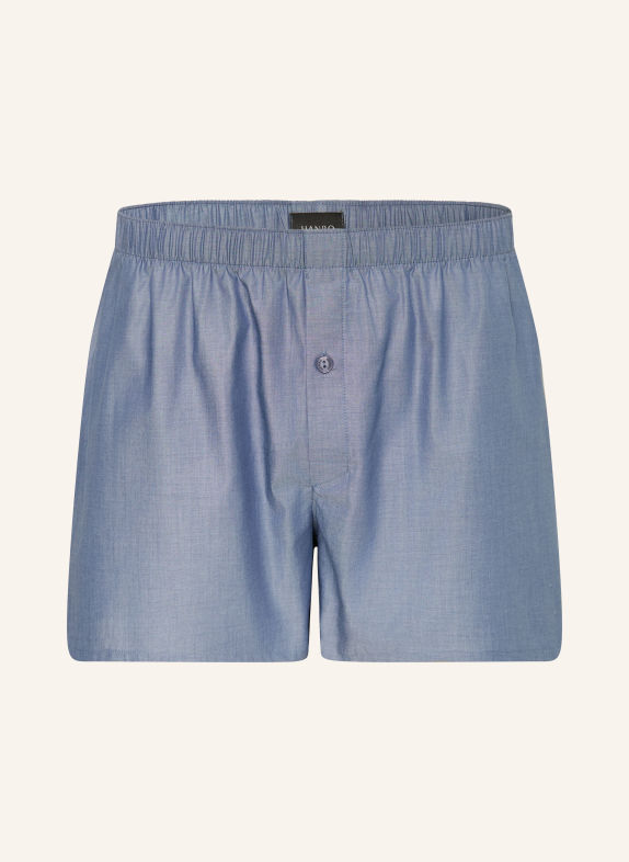 HANRO Bokserki tkane FANCY WOVEN SZARONIEBIESKI