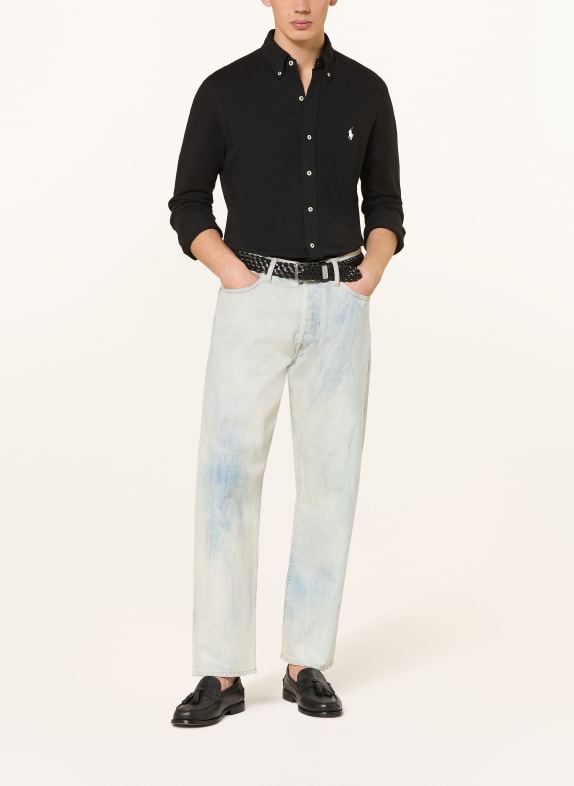 POLO RALPH LAUREN Piqué-Hemd Custom Fit SCHWARZ