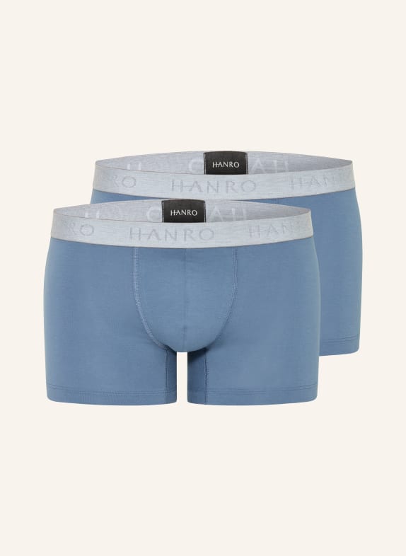 HANRO Lot de 2 boxers COTTON ESSENTIALS BLEU GRIS / GRIS CLAIR / BLEU CLAIR