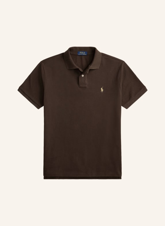 POLO RALPH LAUREN Koszulka polo z piki custom slim fit CIEMNOBRĄZOWY