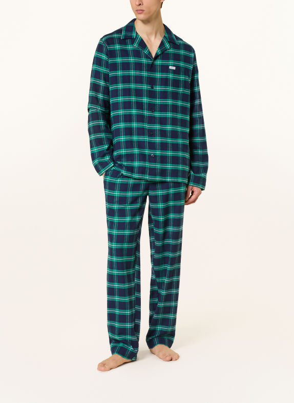 JOCKEY Everyday pyjamas i flannel MØRKEBLÅ / GRØN / HVID