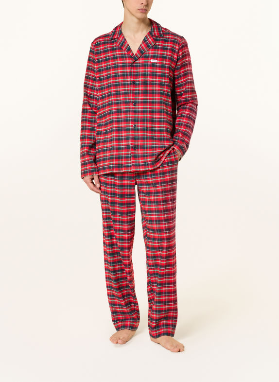 JOCKEY Everyday pyjamas i flannel RØD / MØRKEGRØN / HVID