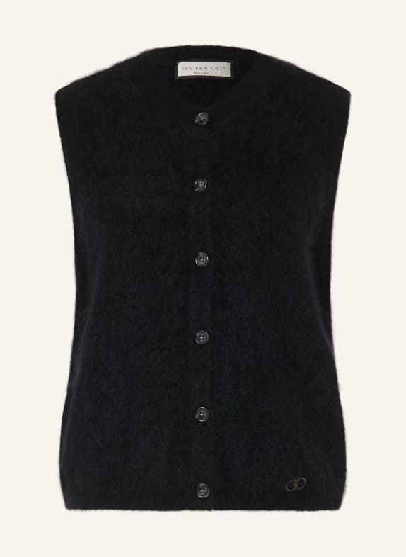 SEM PER LEI Cashmere-Pullover mit 3/4-Arm SCHWARZ