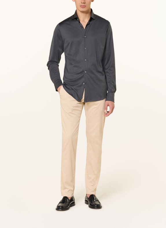 Stefan Brandt Jersey overhemd OTIS Slim Fit DONKERGRIJS