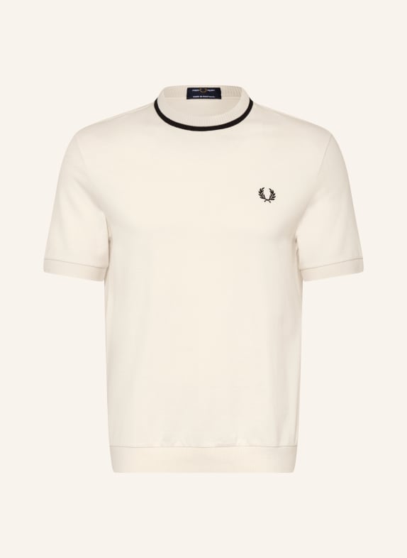 FRED PERRY T-shirt van piqué ECRU / ZWART