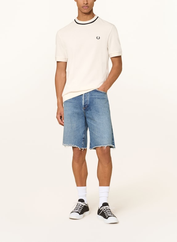 FRED PERRY T-shirt van piqué ECRU / ZWART