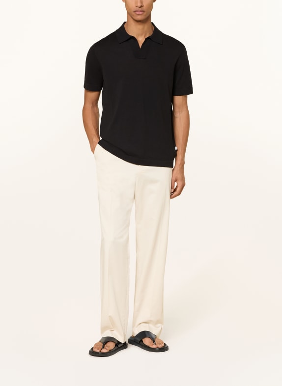 NN.07 Strikket poloshirt RYAN med hør SORT