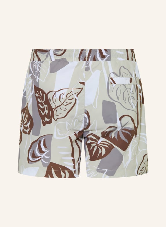 HUGO Zwemshort CALALA BEIGE / MARRON FONCÉ / WIT