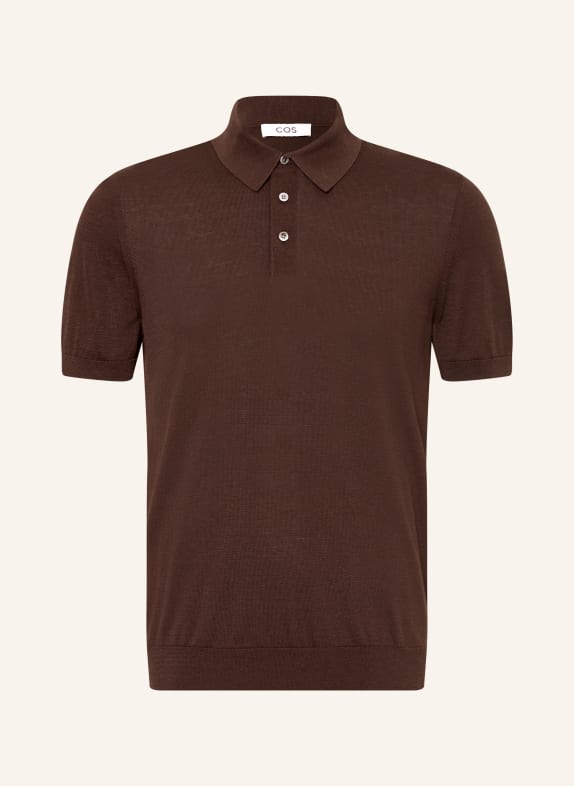 COS Strick-Poloshirt mit Seide DUNKELBRAUN