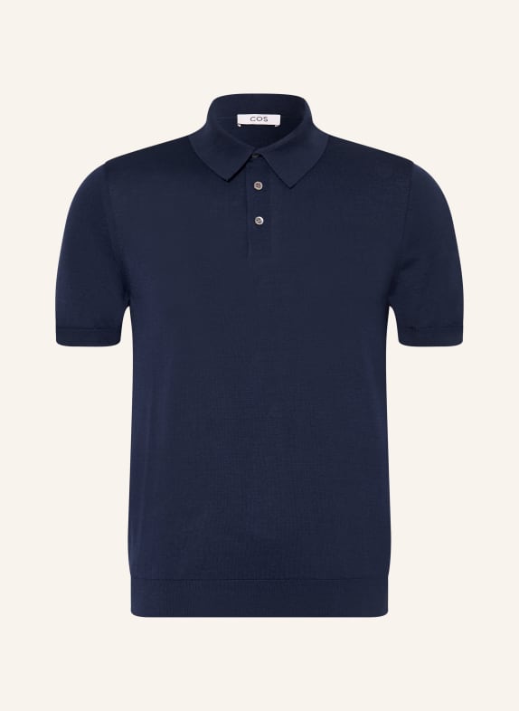COS Strick-Poloshirt mit Seide DUNKELBLAU