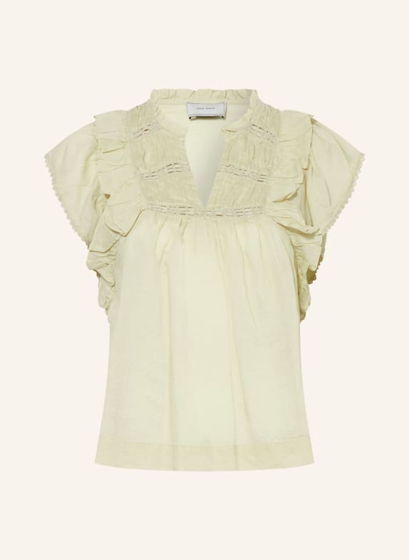 NEO NOIR Blouse top JAYLA with lace and ruffles LIGHT GREEN