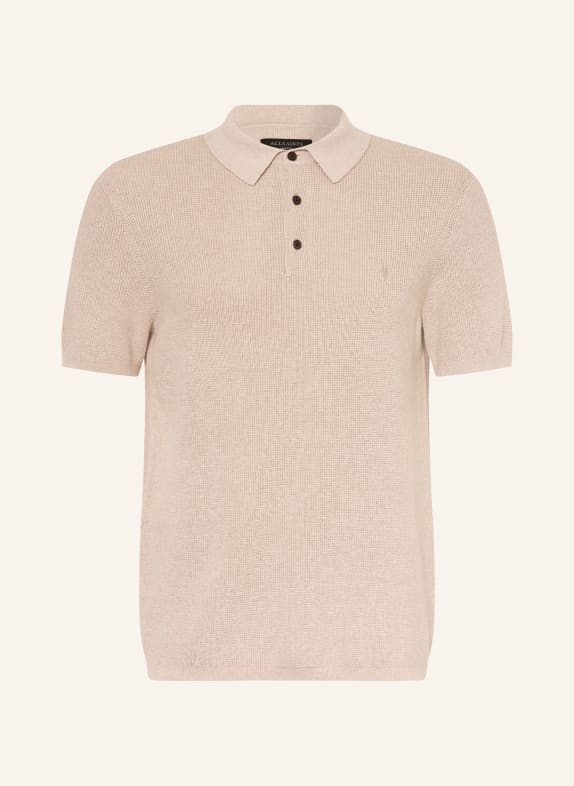 ALLSAINTS Úpletová polokošile ASPEN SVĚTLE HNĚDÁ