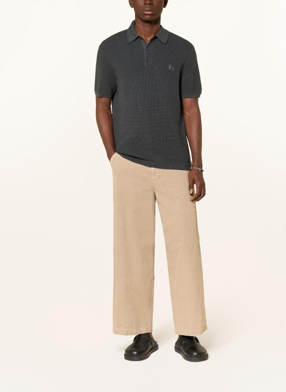 ALLSAINTS Tricou polo din tricot ASPEN ALBASTRU ÎNCHIS
