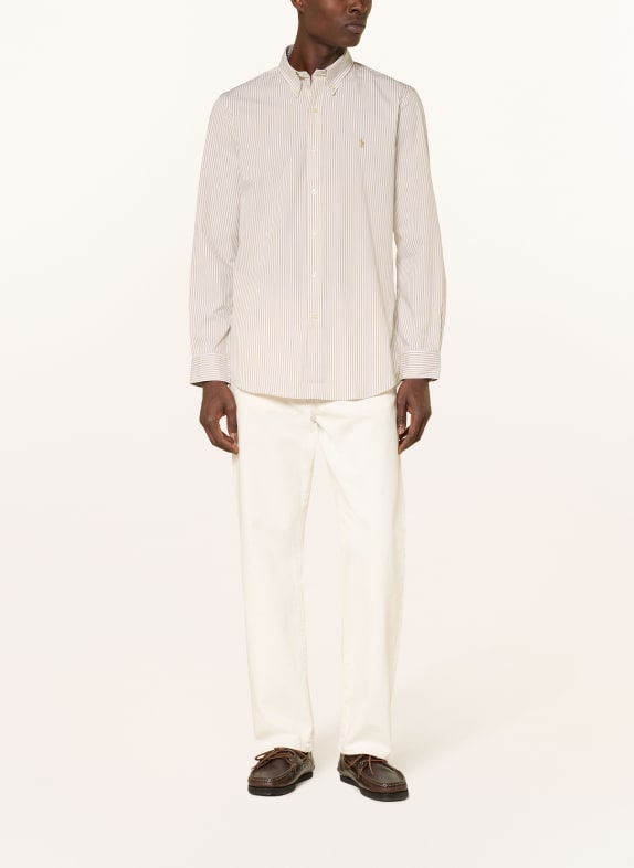 POLO RALPH LAUREN Hemd Custom Fit BEIGE / WEISS