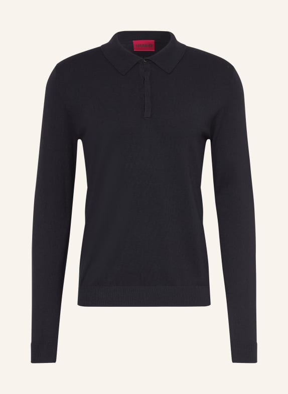 HUGO Knitted polo shirt SAN PIPPO Slim Fit DARK BLUE
