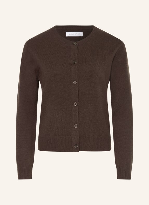 SAMSØE  SAMSØE Cardigan SABOSTON en cachemire MARRON FONCÉ