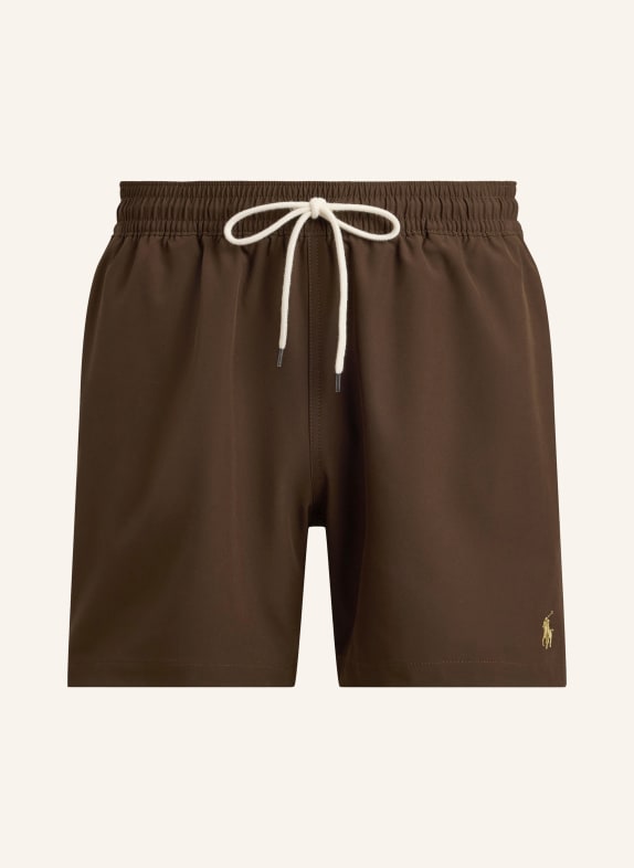 POLO RALPH LAUREN Koupací šortky TMAVĚ HNĚDÁ
