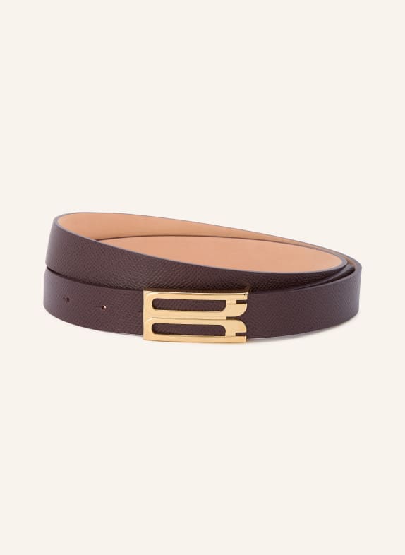 VICTORIA BECKHAM curea de piele MARO ÎNCHIS / AUR