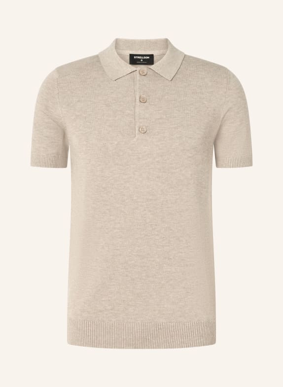 STRELLSON Knitted polo shirt LOIC BEIGE