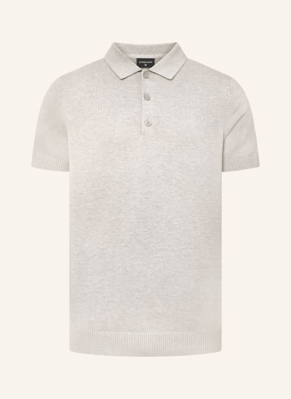 STRELLSON Knitted polo shirt LOIC LIGHT GRAY