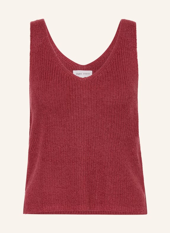 Part Two Knit top REBECCAPW with linen DARK RED