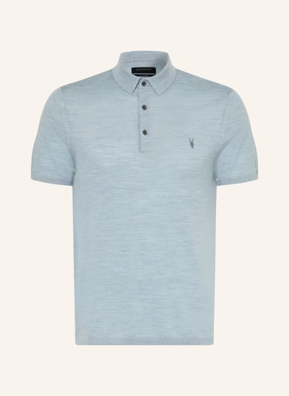 ALLSAINTS Knitted polo shirt MODE MERINO made from merino wool BLUE