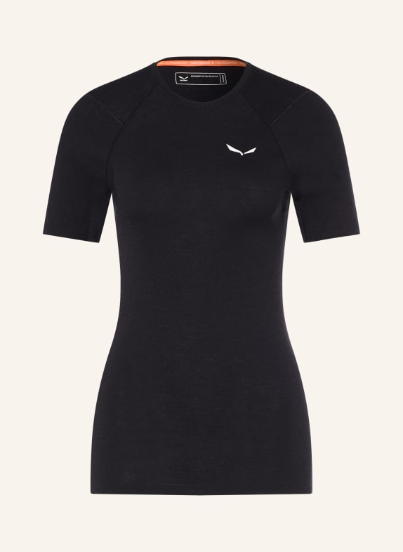 SALEWA T-shirt technique en laine mérinos NOIR