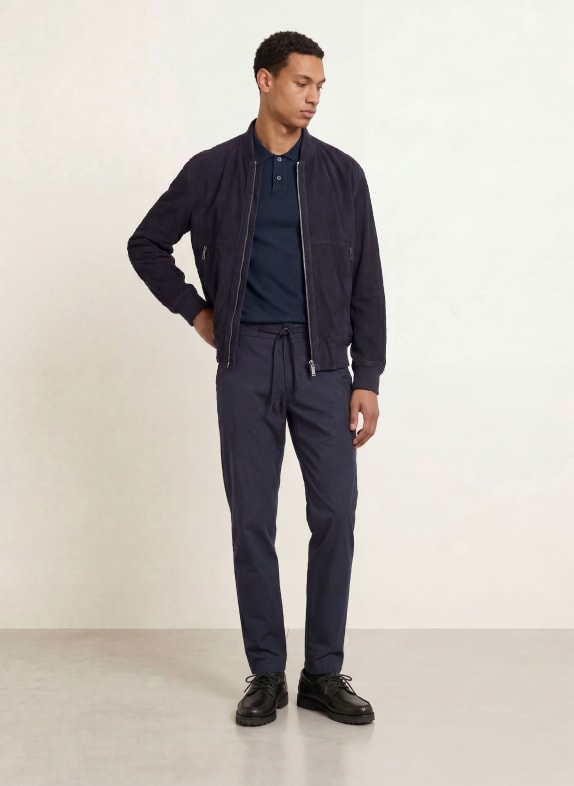 BOSS Strikket poloshirt ASAC MØRKEBLÅ