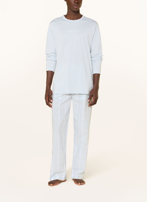 Calvin Klein Pyjama COTTON POPLIN LICHTBLAUW / WIT