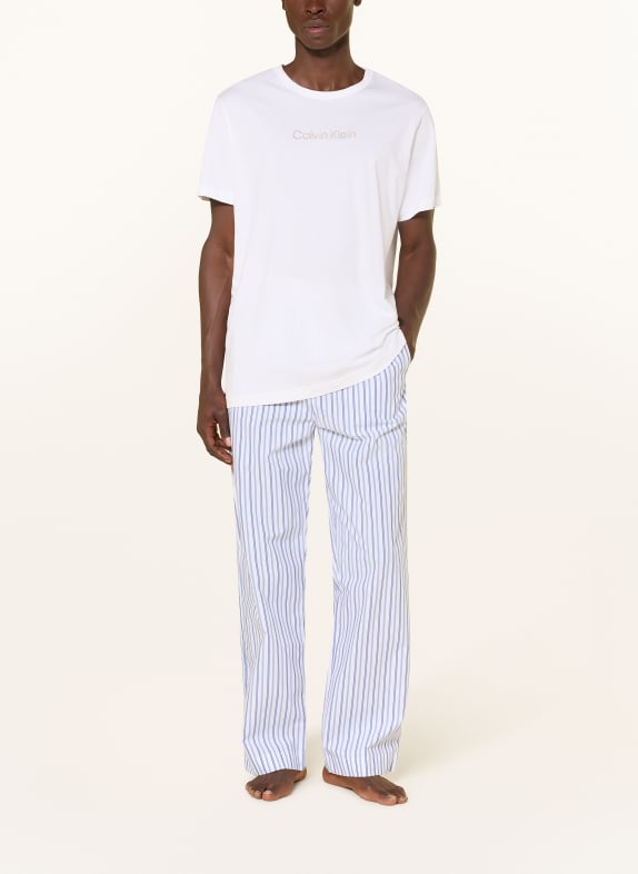 Calvin Klein Slaapbroek COTTON POPLIN WIT / LICHTBLAUW / BLAUW