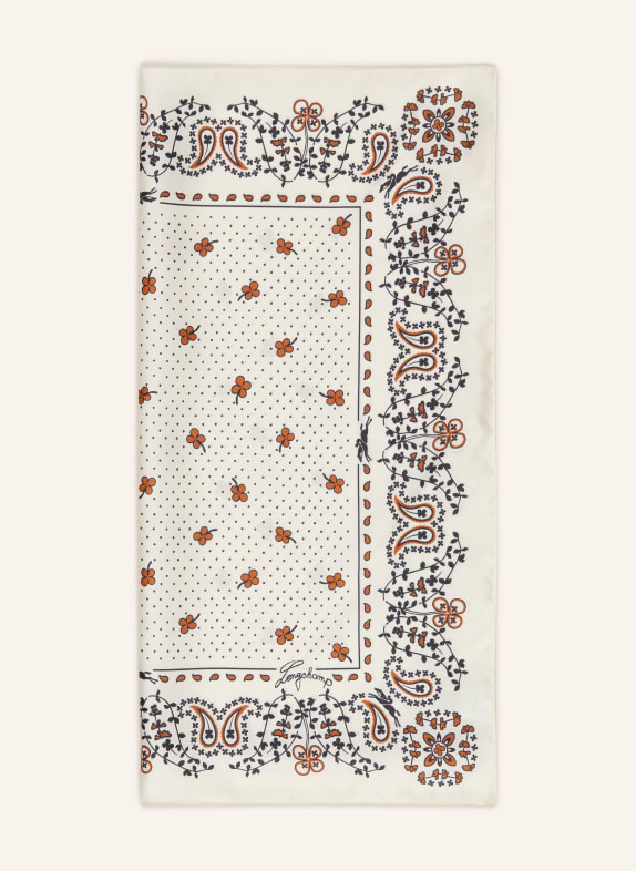 LONGCHAMP Seidentuch FRENCH BANDANA ECRU / COGNAC / DUNKELBLAU