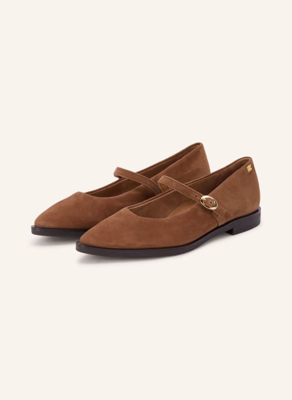 paul green Mary-Jane-Ballerinas BRAUN / GOLD